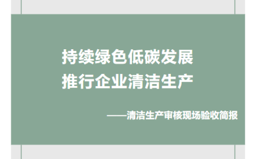 持續綠色低碳發展   推行企業清潔生產
