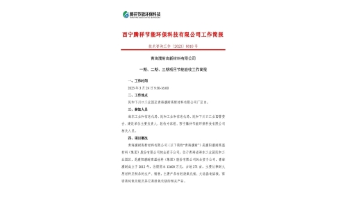 青海濮耐高新材料有限公司一期、二期、三期項目節能驗收工作簡報